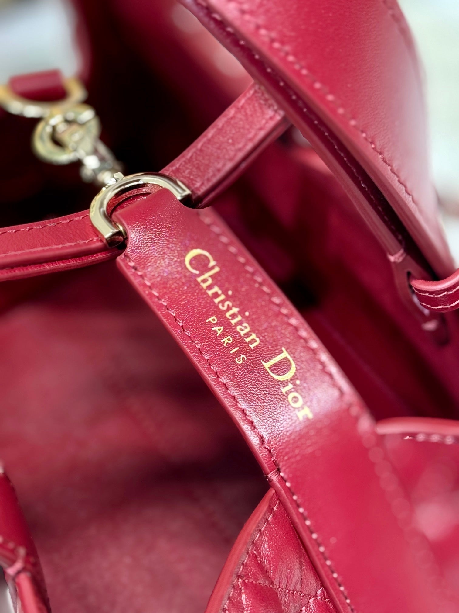 DIOR MINI 23 TOUJOURS BAG IN RUBY RED MACROCANNAGE LAMBSKIN