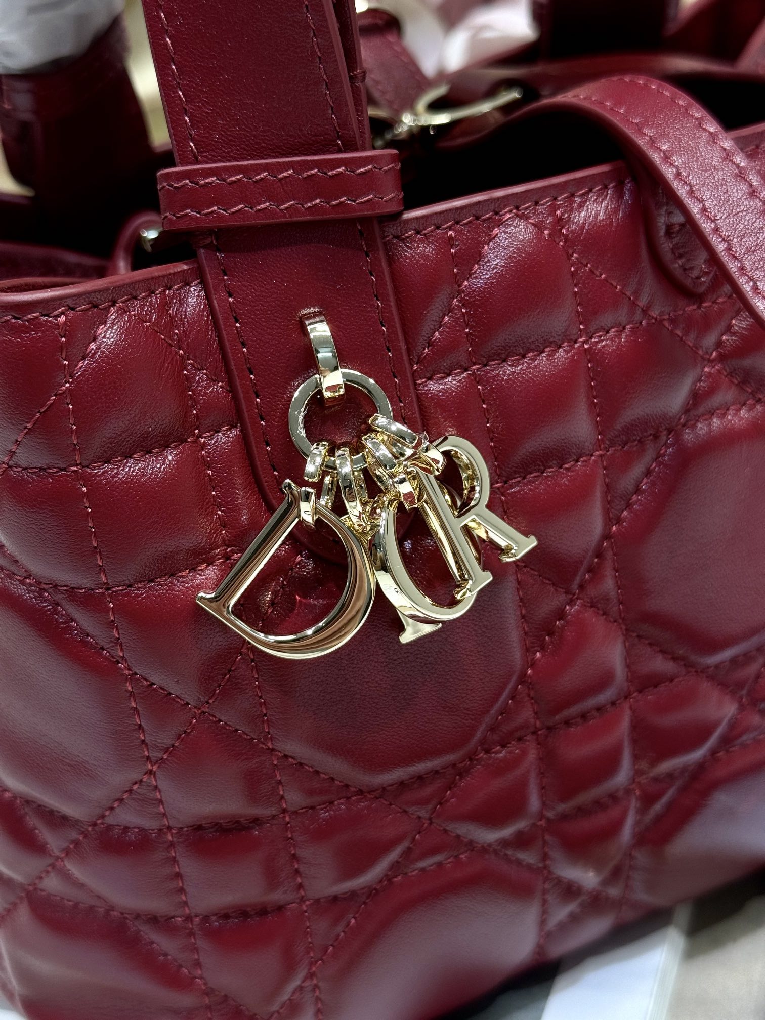 DIOR MINI 23 TOUJOURS BAG IN RUBY RED MACROCANNAGE LAMBSKIN