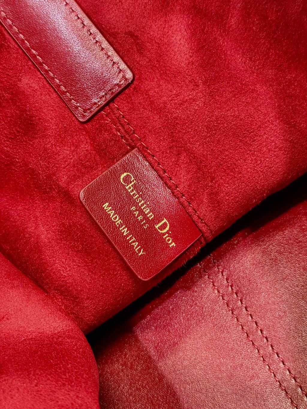 DIOR SMALL 28 TOUJOURS BAG IN RUBY RED MACROCANNAGE LAMBSKIN