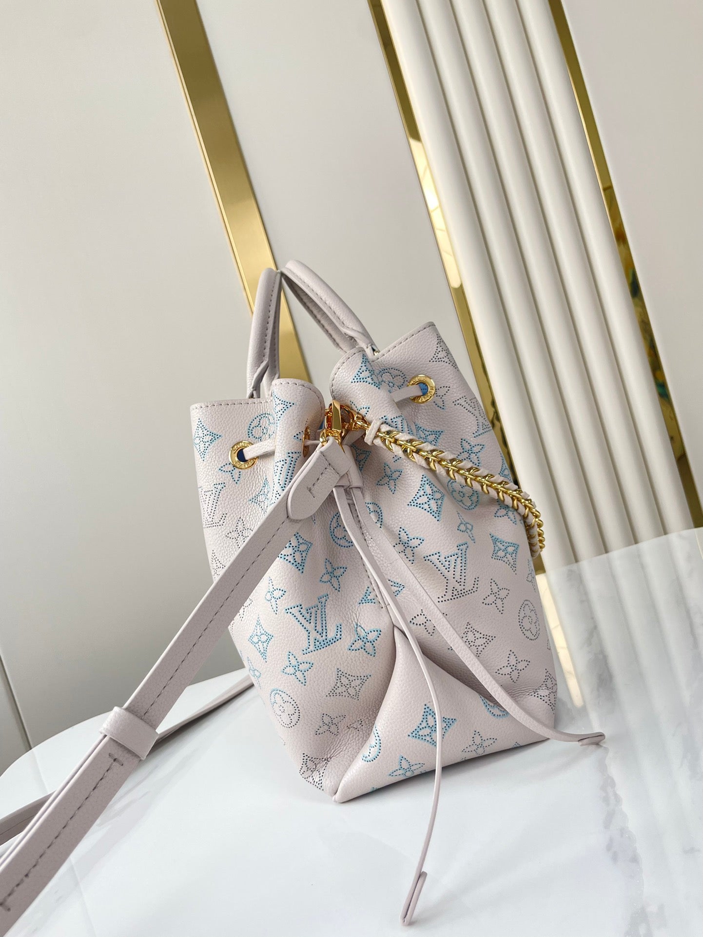 LOUIS VUITTON BELLA TOTE 32 IN BLUME PERFORATED CALFSKIN GOLD HARDWARE