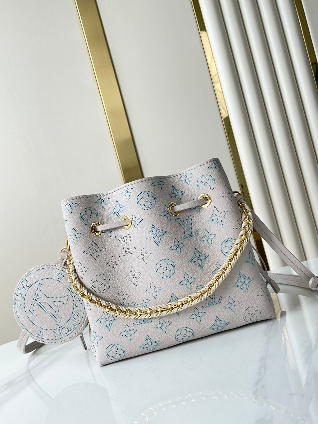 LOUIS VUITTON BELLA 22 IN BLUME PERFORATED CALFSKIN GOLD HARDWARE