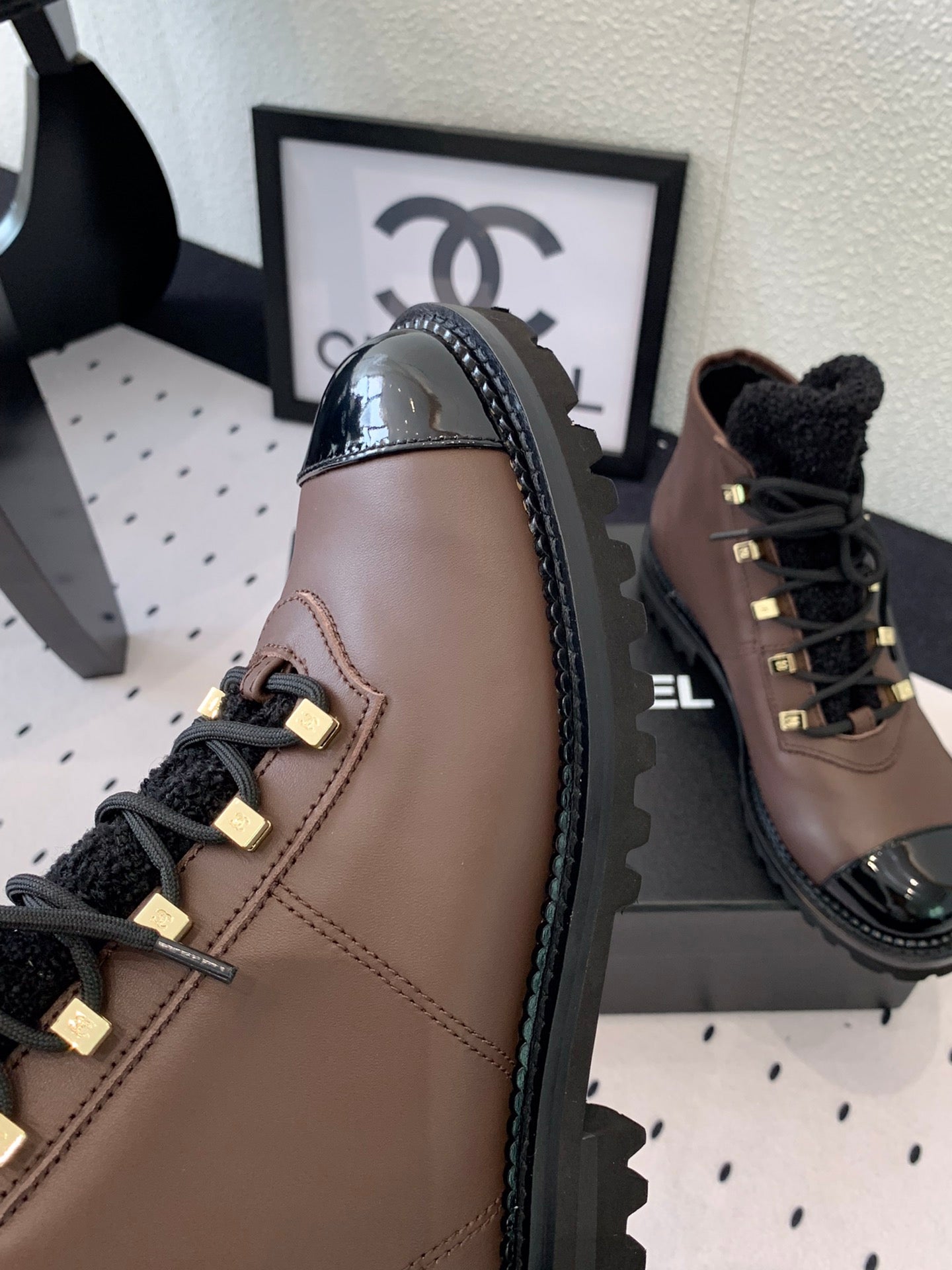 CHANEL ANKLE BOOTS IN HICKORY BROWN CALFSKIN