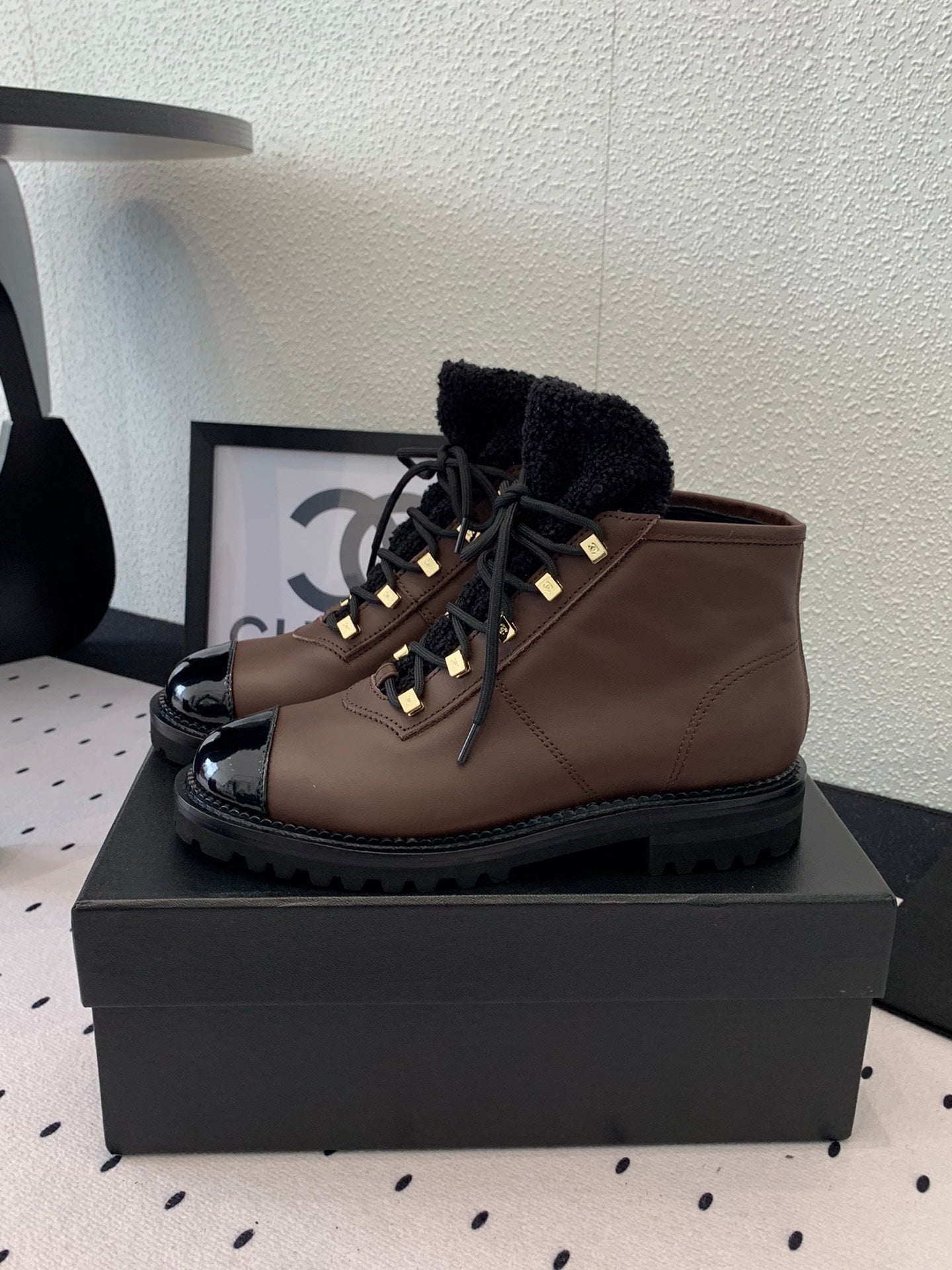 CHANEL ANKLE BOOTS IN HICKORY BROWN CALFSKIN