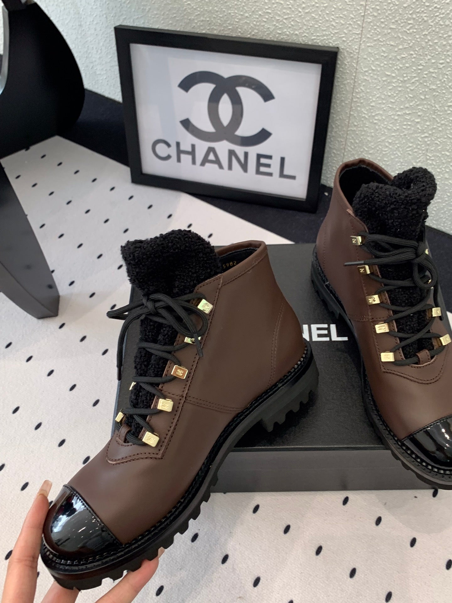 CHANEL ANKLE BOOTS IN HICKORY BROWN CALFSKIN