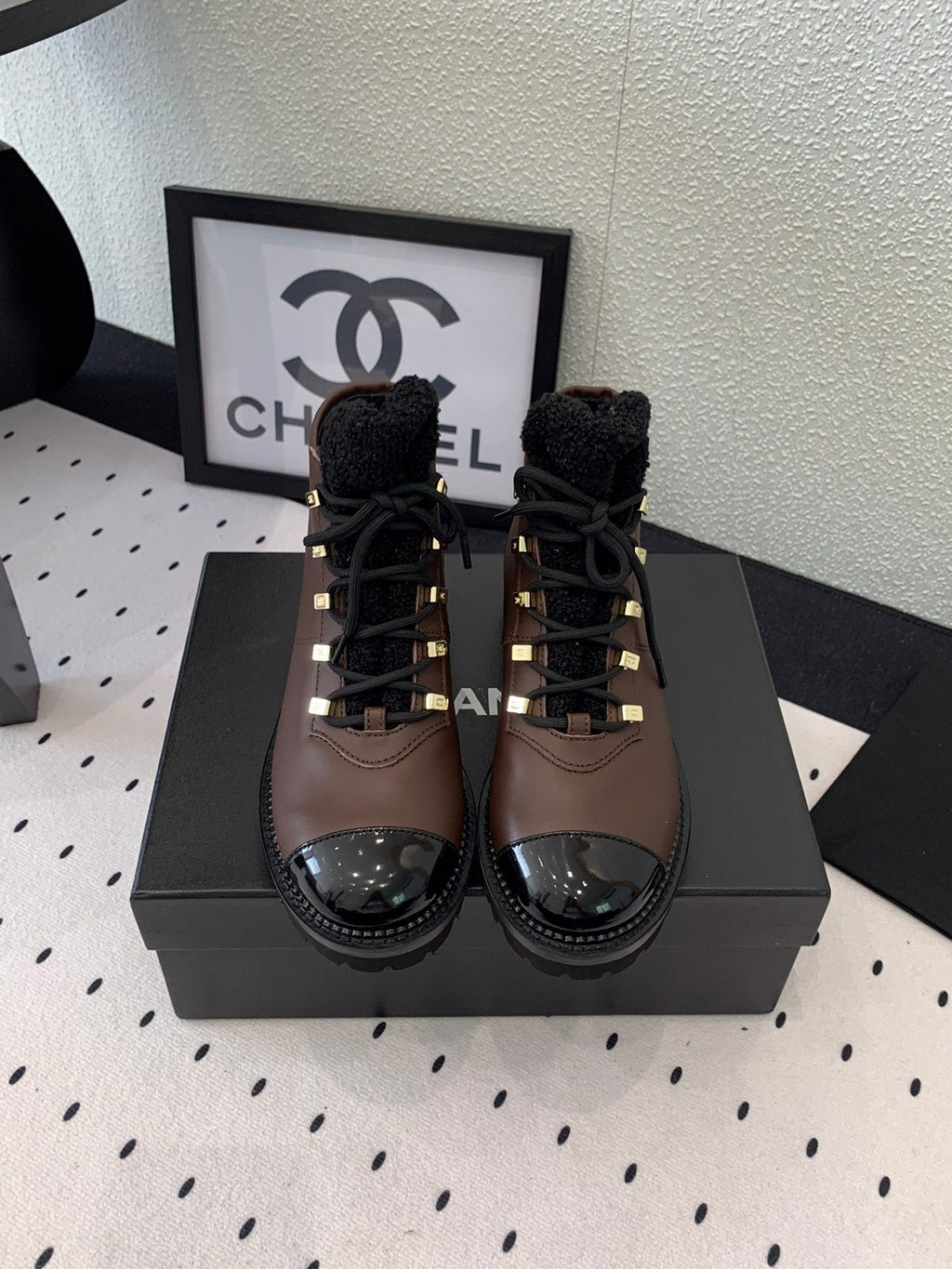 CHANEL ANKLE BOOTS IN HICKORY BROWN CALFSKIN