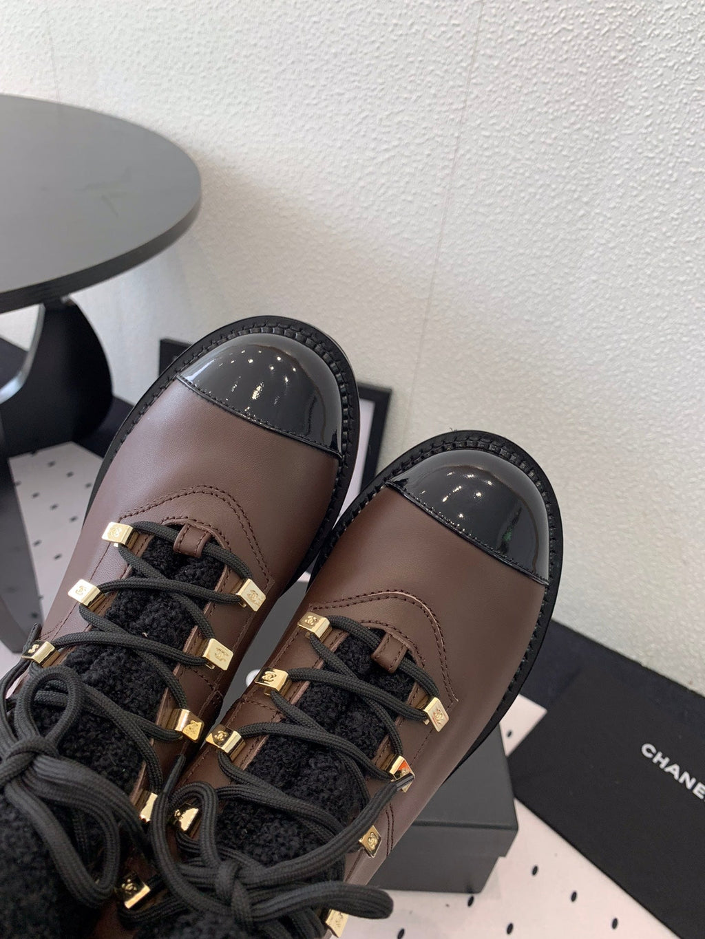 CHANEL ANKLE BOOTS IN HICKORY BROWN CALFSKIN