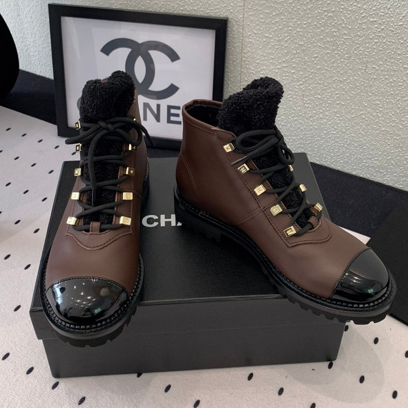 CHANEL ANKLE BOOTS IN HICKORY BROWN CALFSKIN