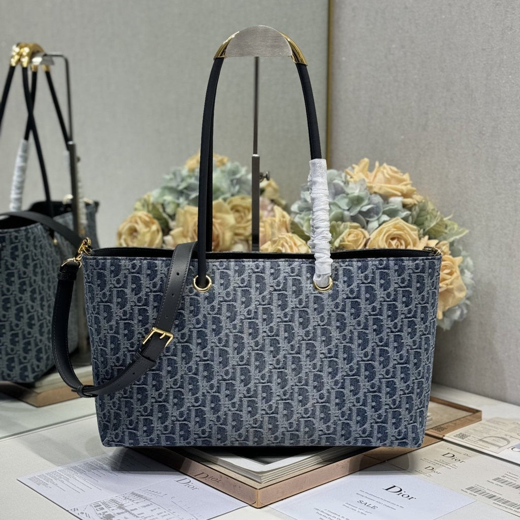 DIOR MEDIUM 37 TOUJOURS BAG IN BLUE MONOGRAM DENIM