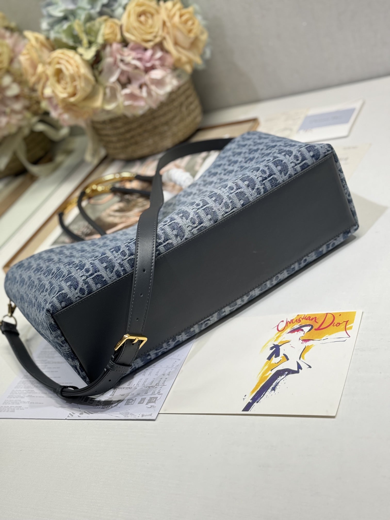 DIOR MEDIUM 37 TOUJOURS BAG IN BLUE MONOGRAM DENIM