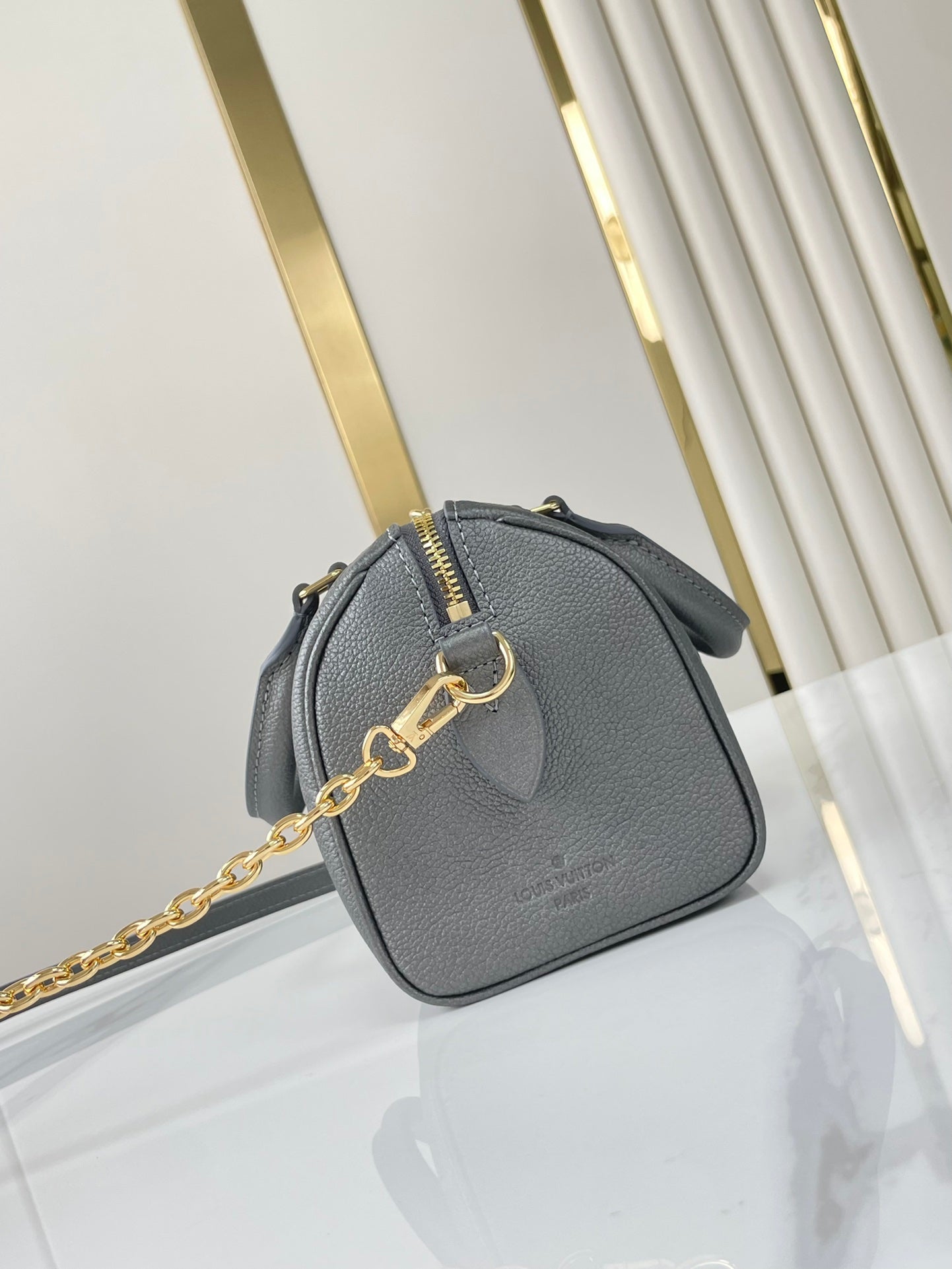 LOUIS VUITTON SPEEDY BANDOULIÈRE 20 IN GUN METAL MONOGRAM EMPREINTE GOLD HARDWARE