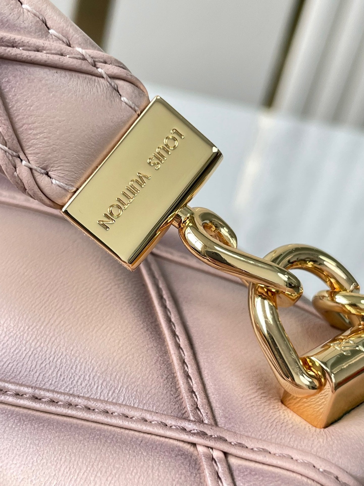 LOUIS VUITTON GO-14 MM 23 IN LIGHT PINK QUILTED LAMBSKIN GOLD HARDWARE