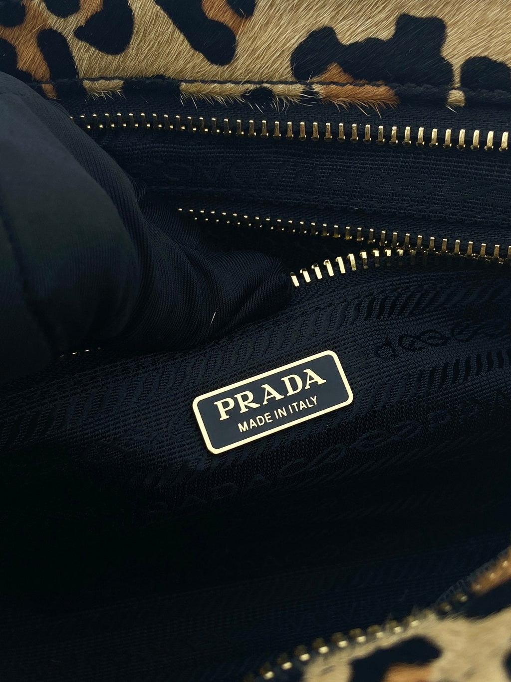 PRADA TOP HANDLE BAG 32 IN LEOPARD PRINT LEATHER