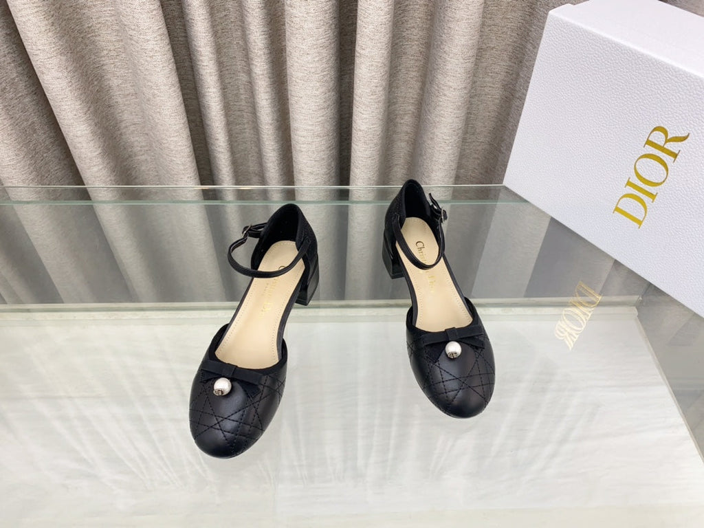 DIOR PEARL MARY JANE PUMP IN BLACK LAMBSKIN 30 MM