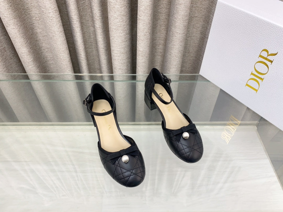 DIOR PEARL MARY JANE PUMP IN BLACK LAMBSKIN 30 MM