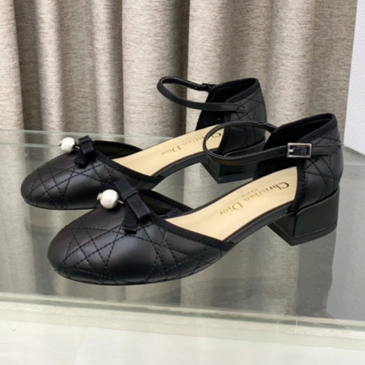 DIOR PEARL MARY JANE PUMP IN BLACK LAMBSKIN 30 MM