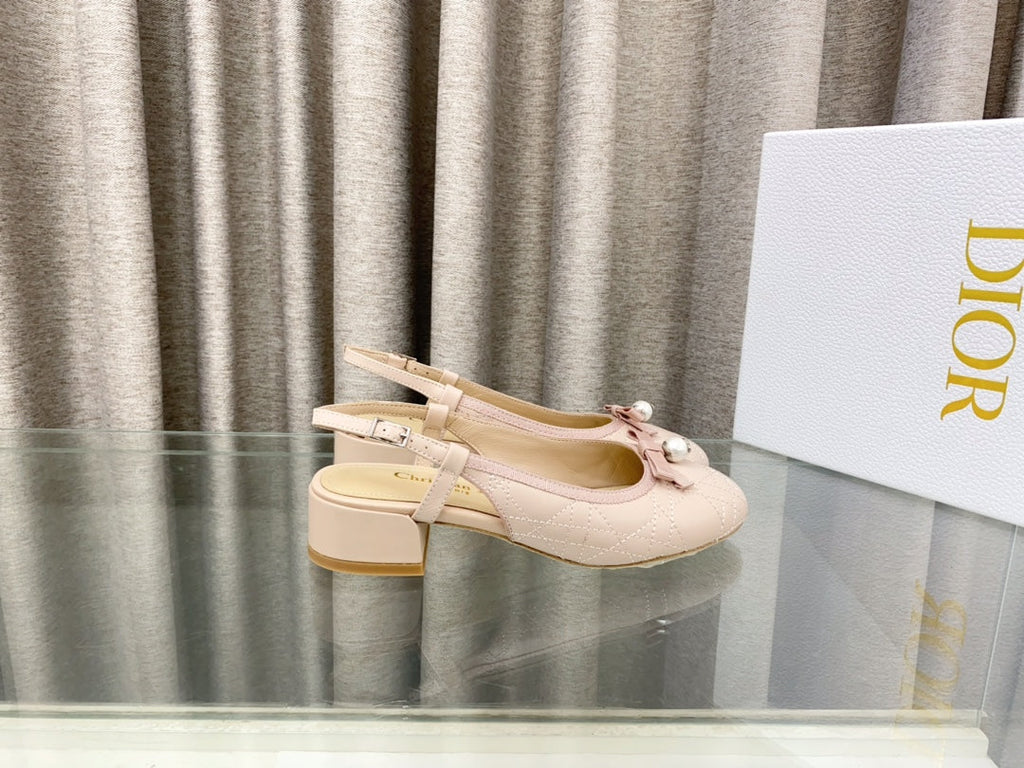 DIOR PEARL MARY JANE SLINGBACKS IN LIGHT PINK LAMBSKIN 30 MM
