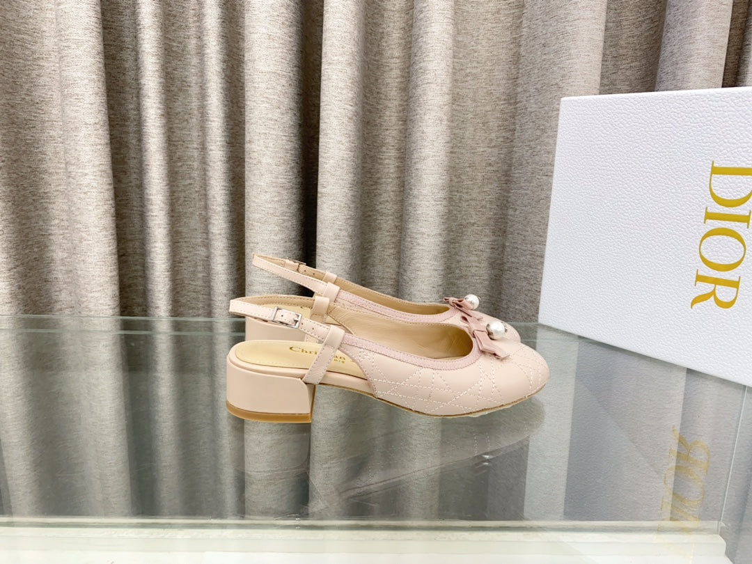 DIOR PEARL MARY JANE SLINGBACKS IN LIGHT PINK LAMBSKIN 30 MM