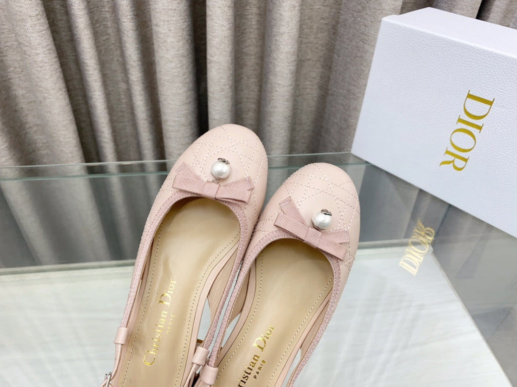 DIOR PEARL MARY JANE SLINGBACKS IN LIGHT PINK LAMBSKIN 30 MM