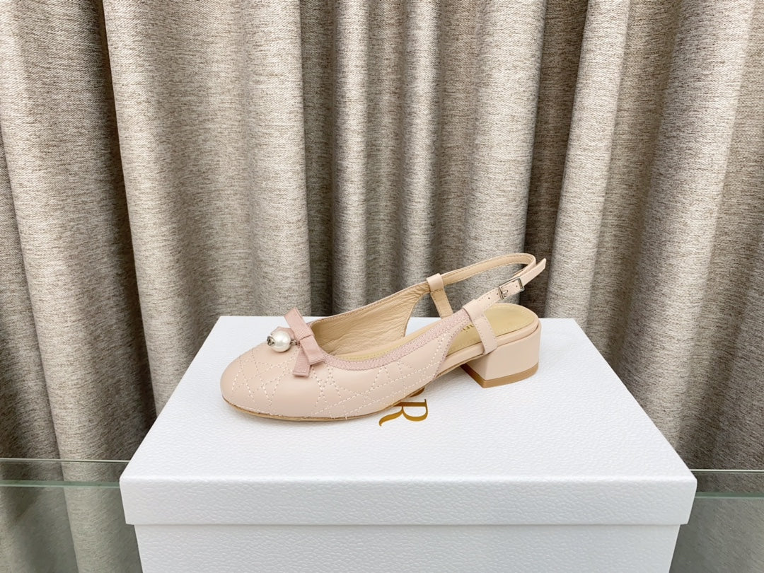 DIOR PEARL MARY JANE SLINGBACKS IN LIGHT PINK LAMBSKIN 30 MM