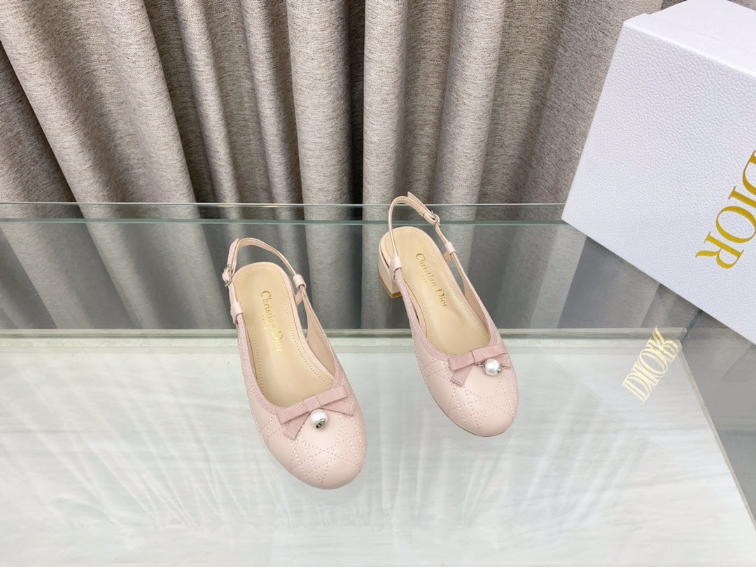 DIOR PEARL MARY JANE SLINGBACKS IN LIGHT PINK LAMBSKIN 30 MM