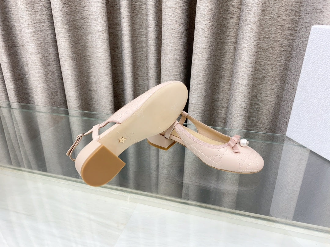DIOR PEARL MARY JANE SLINGBACKS IN LIGHT PINK LAMBSKIN 30 MM