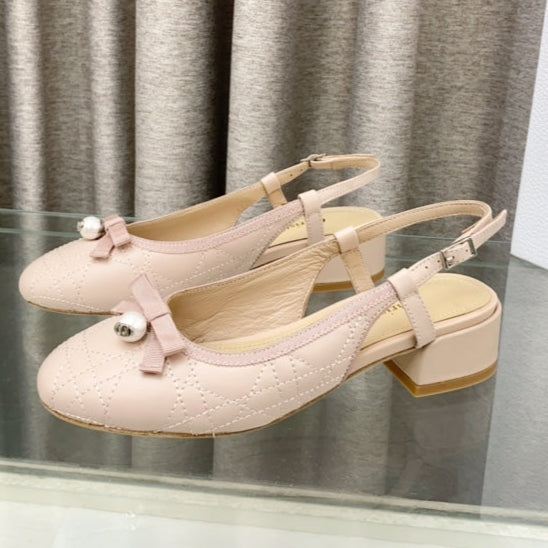 DIOR PEARL MARY JANE SLINGBACKS IN LIGHT PINK LAMBSKIN 30 MM