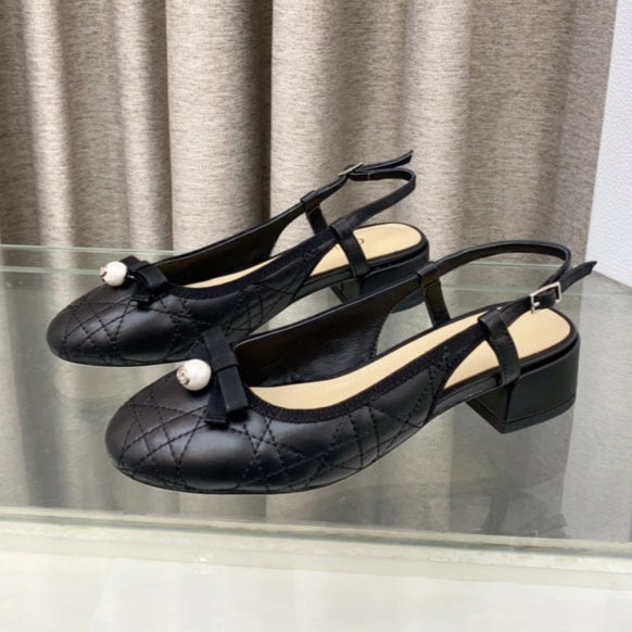 DIOR PEARL MARY JANE SLINGBACKS IN BLACK LAMBSKIN 30 MM