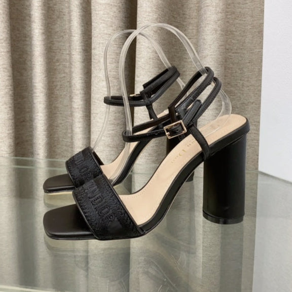 DIOR DWAY HIGH HEEL EMBROIDERED SANDAL BLACK CALFSKIN 95 MM