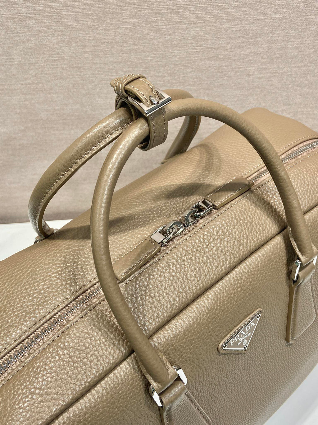 PRADA BRIEFCASE 40 IN DRIED MOSS GRAINED CALFSKIN