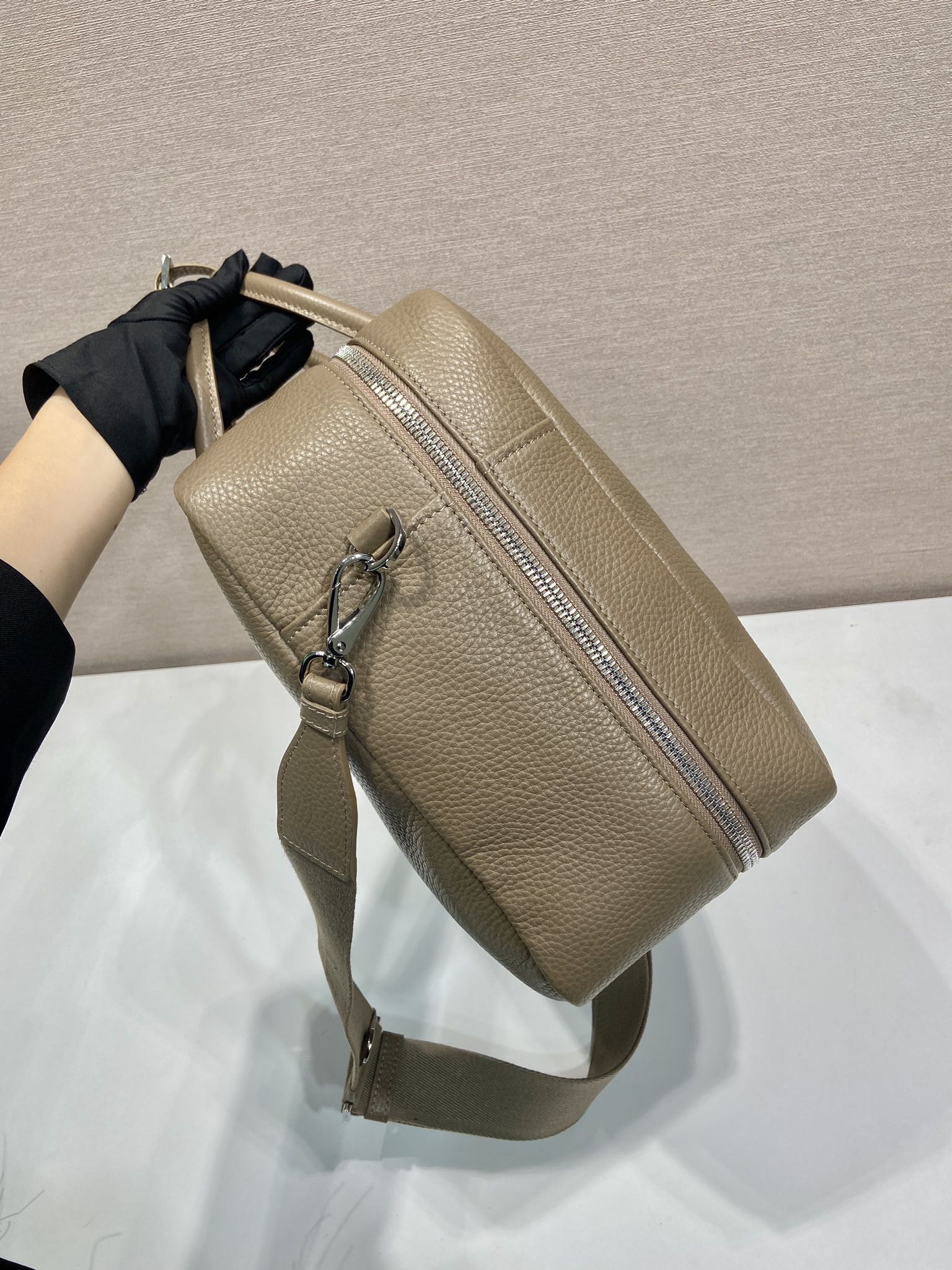 PRADA BRIEFCASE 40 IN DRIED MOSS GRAINED CALFSKIN