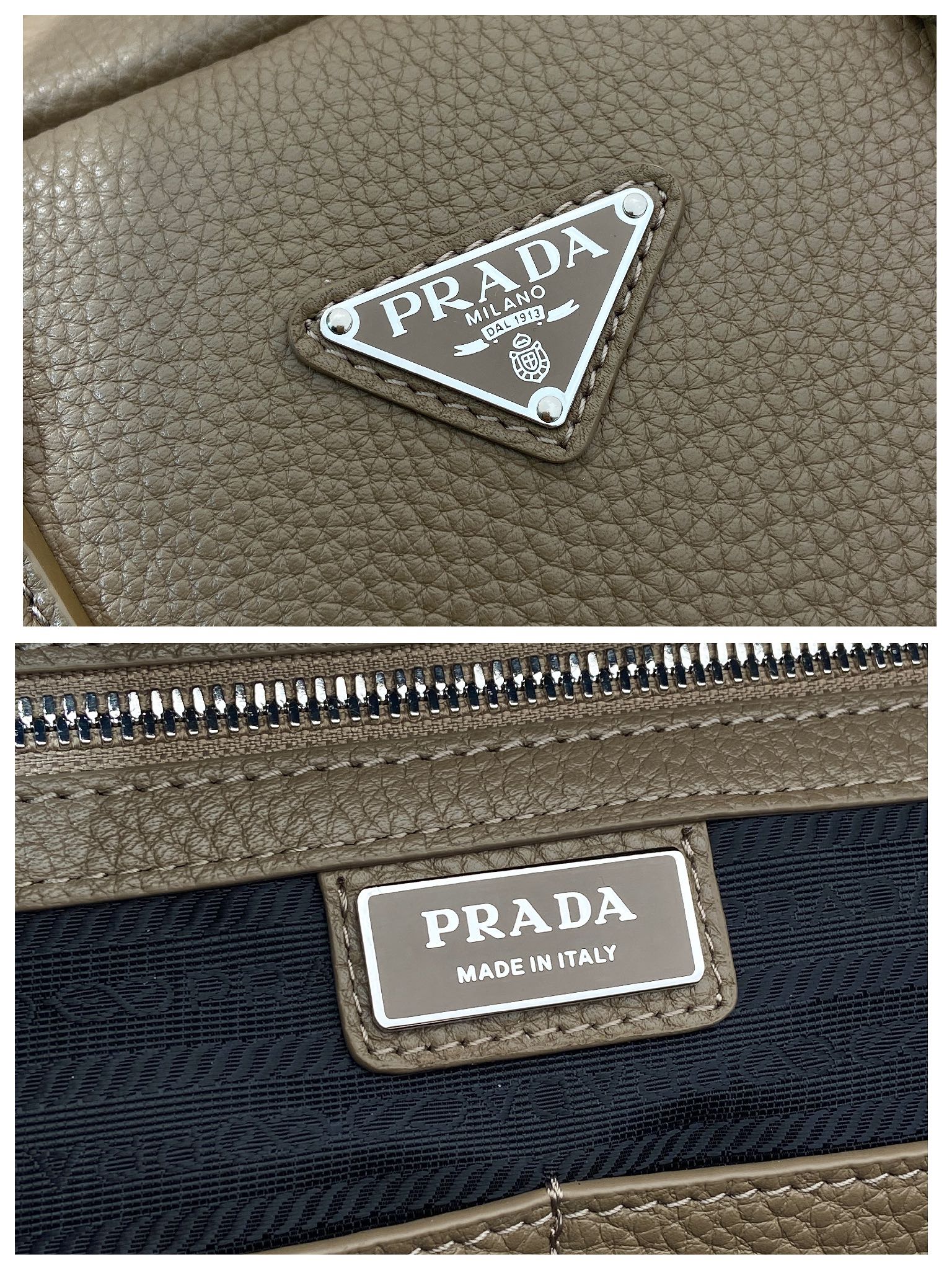 PRADA BRIEFCASE 40 IN DRIED MOSS GRAINED CALFSKIN