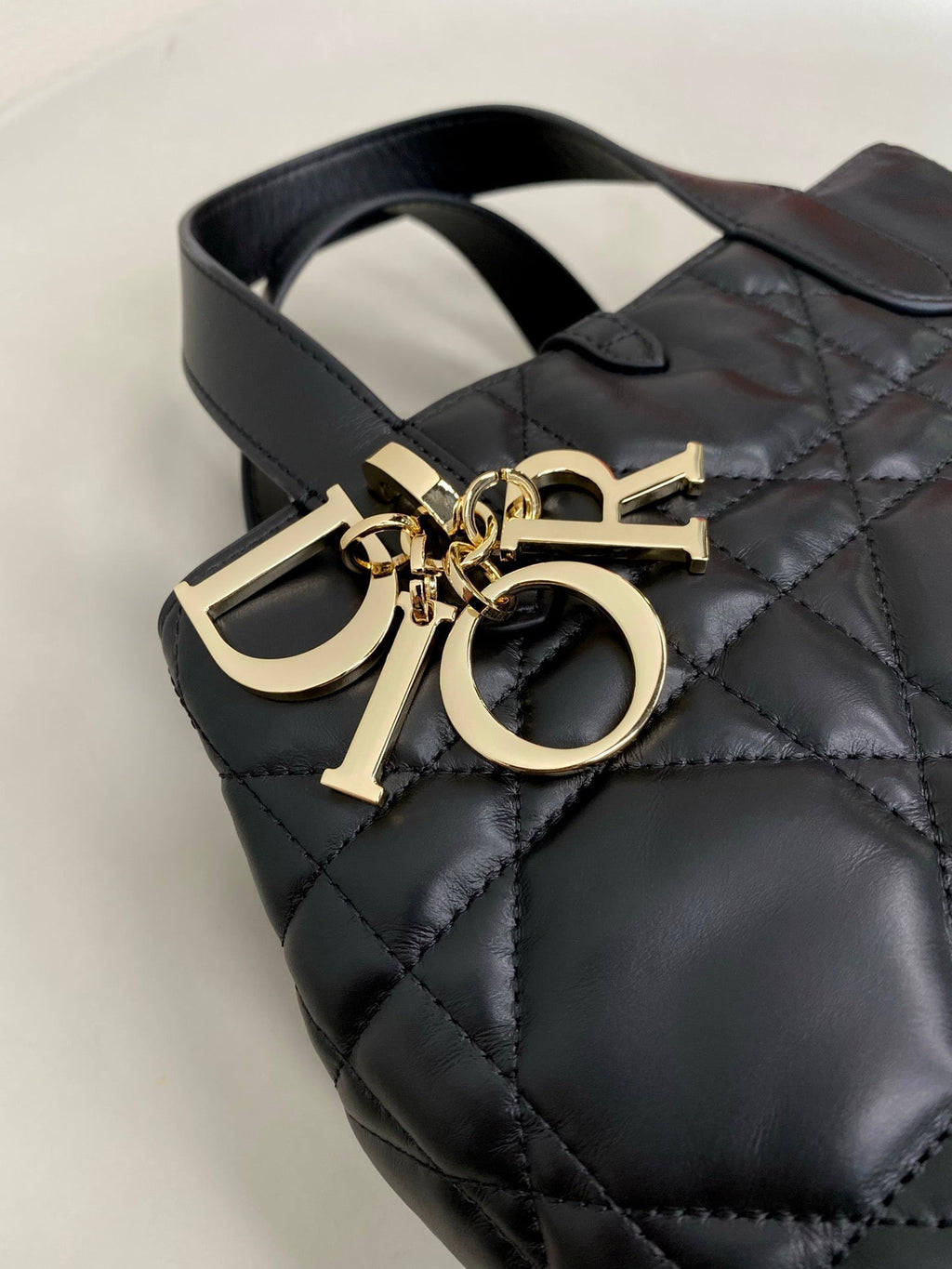 DIOR MINI TOUJOURS BUCKET BAG 18 IN BLACK CANNAGE CALFSKIN