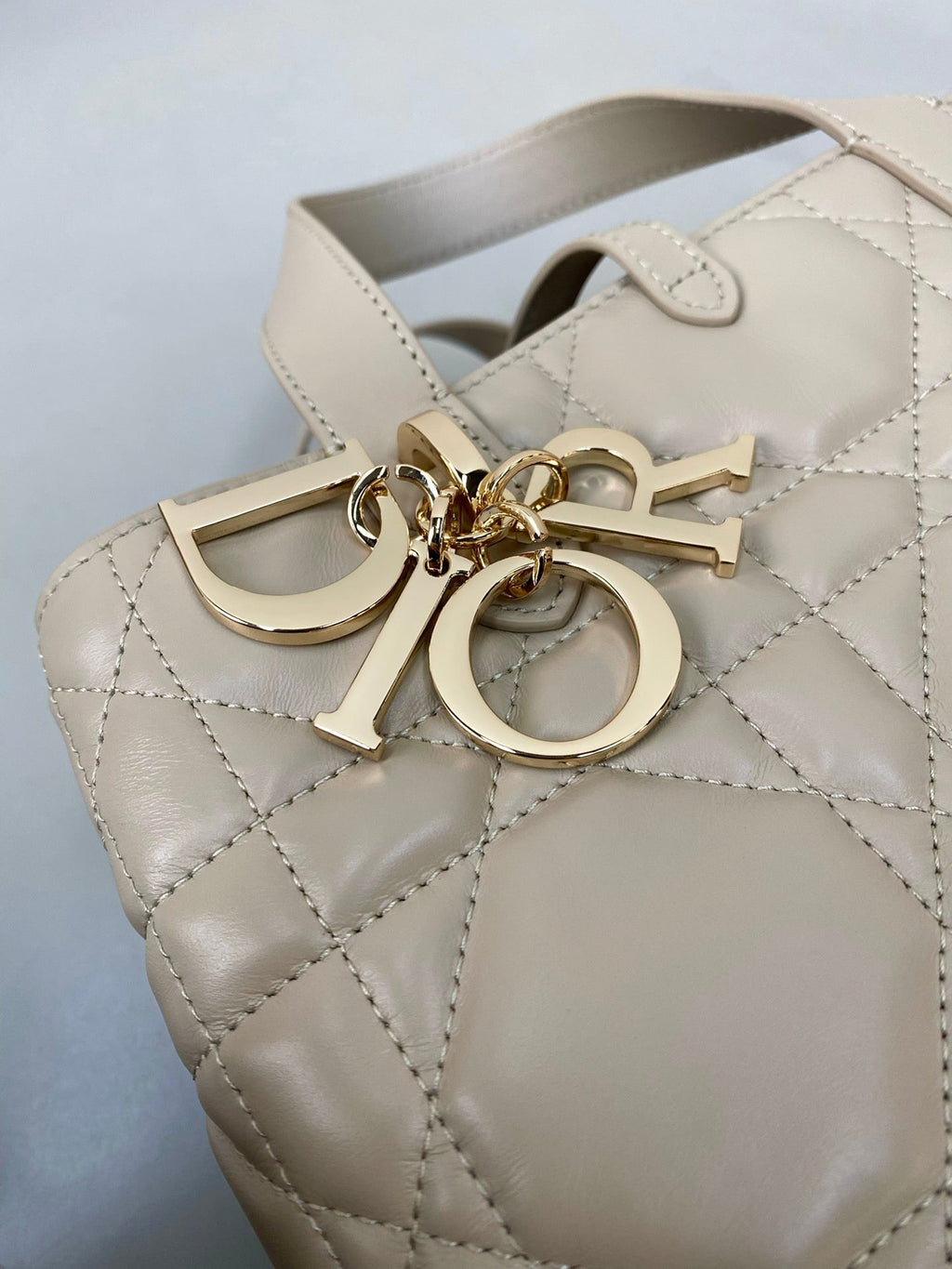 DIOR MEDIUM TOUJOURS BUCKET BAG 22 IN BEIGE CANNAGE CALFSKIN
