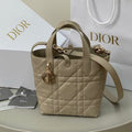 DIOR MINI TOUJOURS BUCKET BAG 18 IN BEIGE CANNAGE CALFSKIN