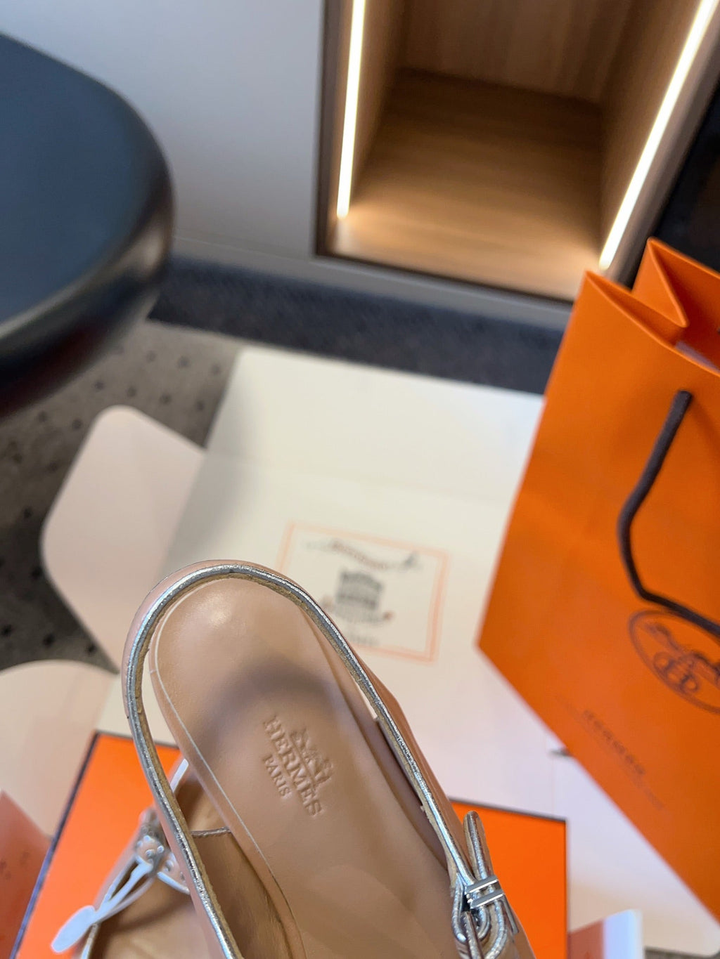 HERMES KLEO SLINGBACK IN CREPE PINK CALFSKIN