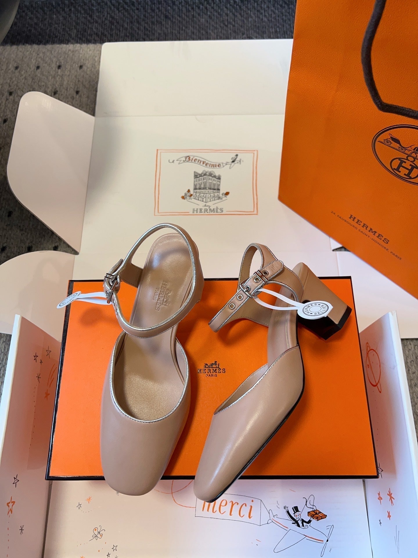 HERMES KLEO HIGH SLINGBACK IN CREPE PINK CALFSKIN