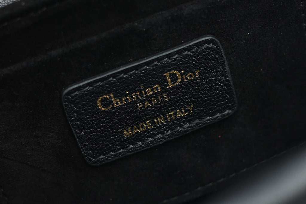 DIOR JOLIE TOP HANDLE BAG 19 IN BLACK CANNAGE CALFSKIN