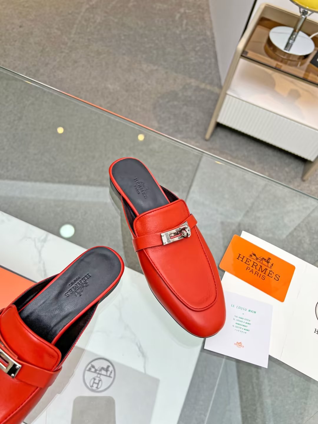 HERMES 0Z MULE CANDY LAMBSKIN