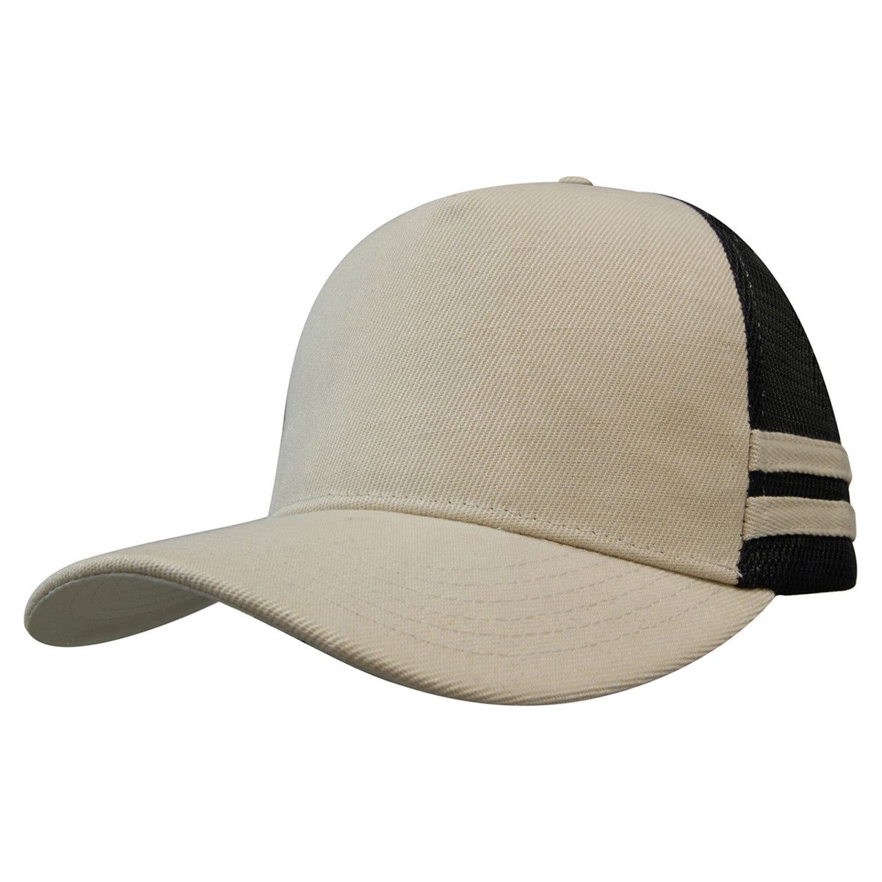 American Premium Twill/Mesh Deep Fit Trucker With Stripes - Pack of 25 (3995)