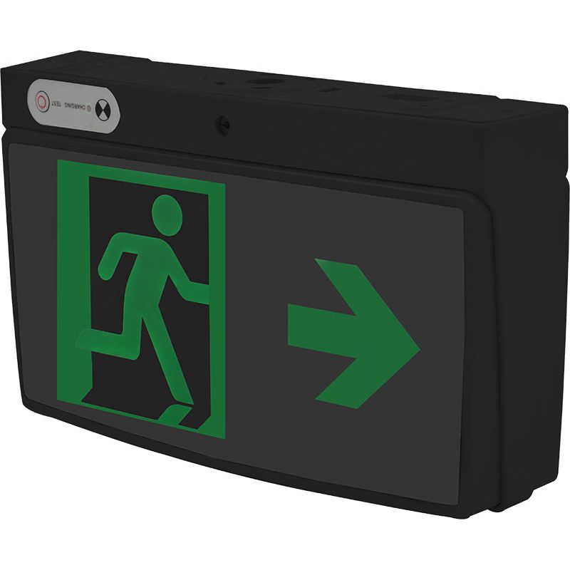 4W LED Quickfit Exit Light - Black (345mm x 80mm x 205 mm) (Lithium Battery)