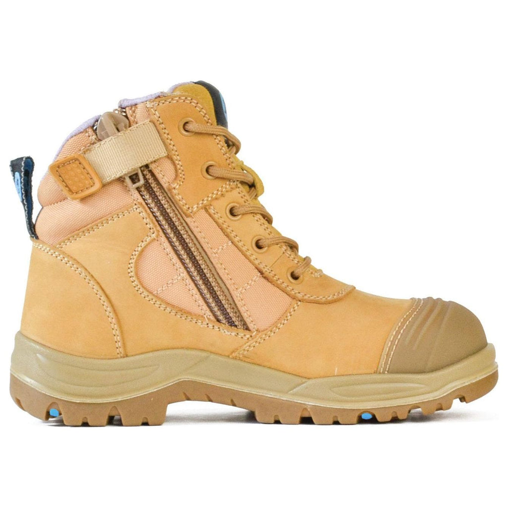 Bata Dakota Wheat Women's Industrial Zip Sided Lace Up Steel Cap Safety Boot With Scuff Cap (504-88017) (Pre Order)