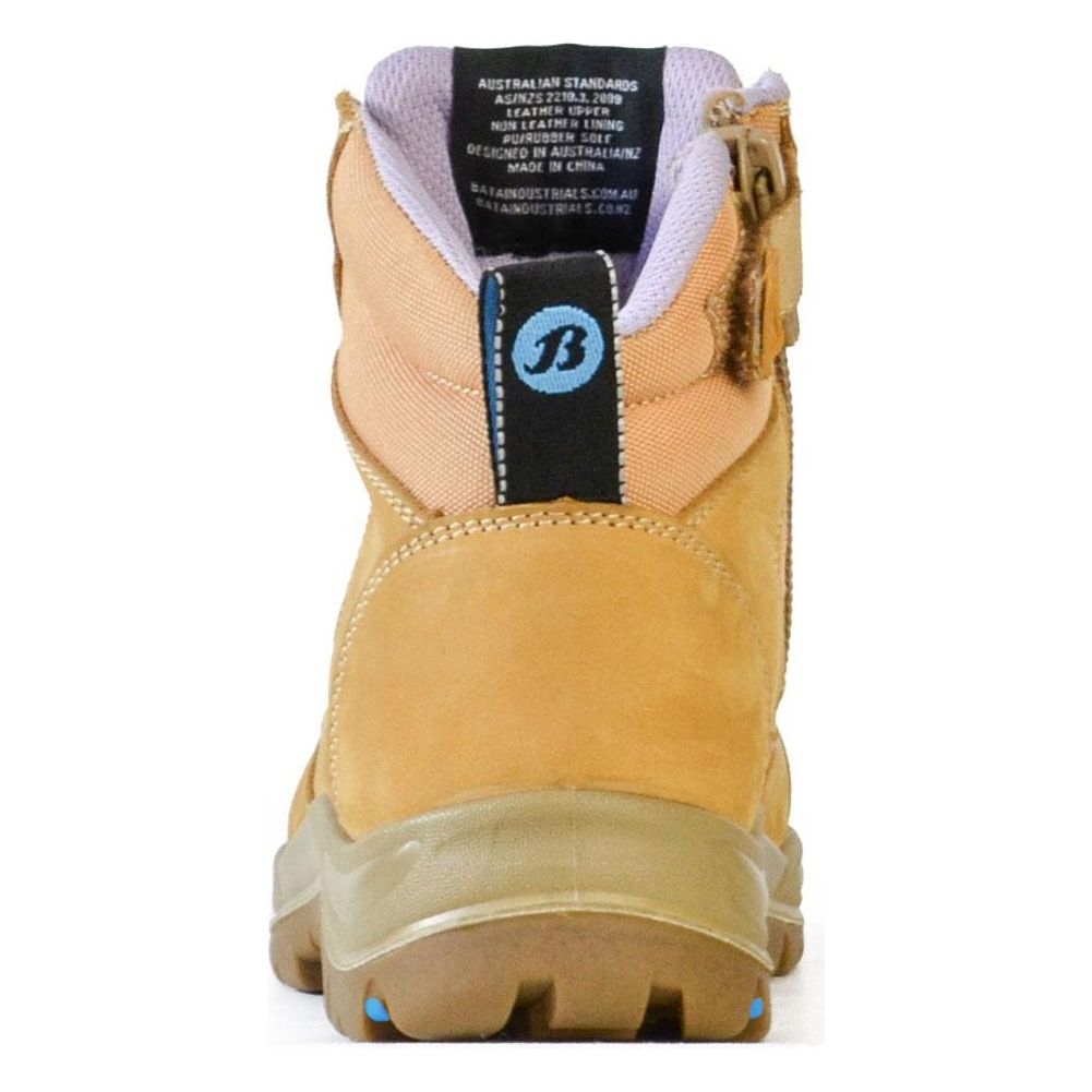 Bata Dakota Wheat Women's Industrial Zip Sided Lace Up Steel Cap Safety Boot With Scuff Cap (504-88017) (Pre Order)