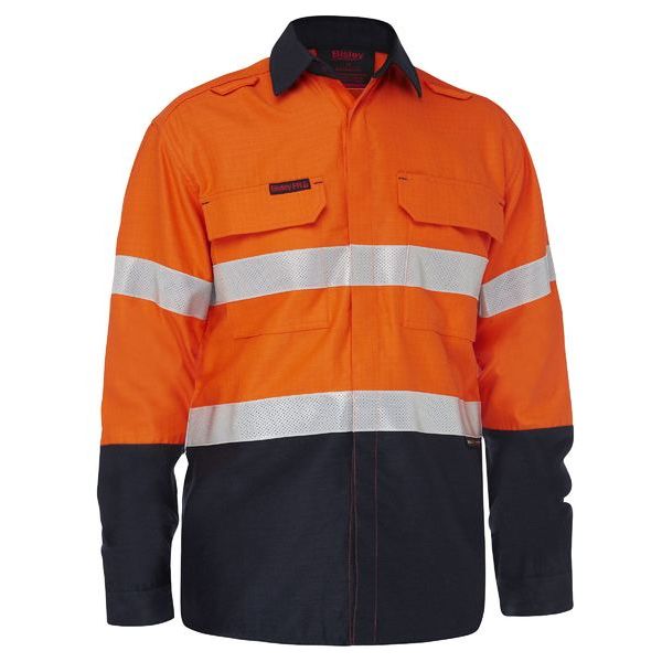 Bisley Apex 185 Taped Hi Vis FR Ripstop Vented Shirt (BS8438T)