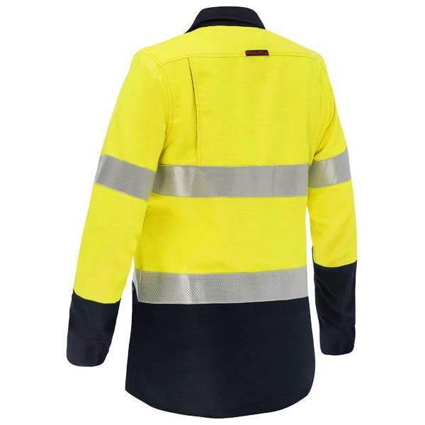 Bisley Apex 185 Womens Taped Hi Vis FR Vented Shirt (BL8438T)