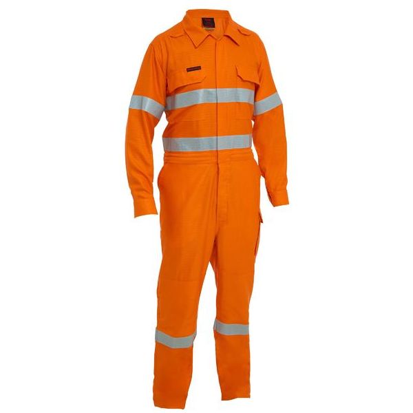 Bisley Apex 160/185 Taped Hi Vis FR Ripstop Vented Coverall With Waist Zip Opening (BC8479T)