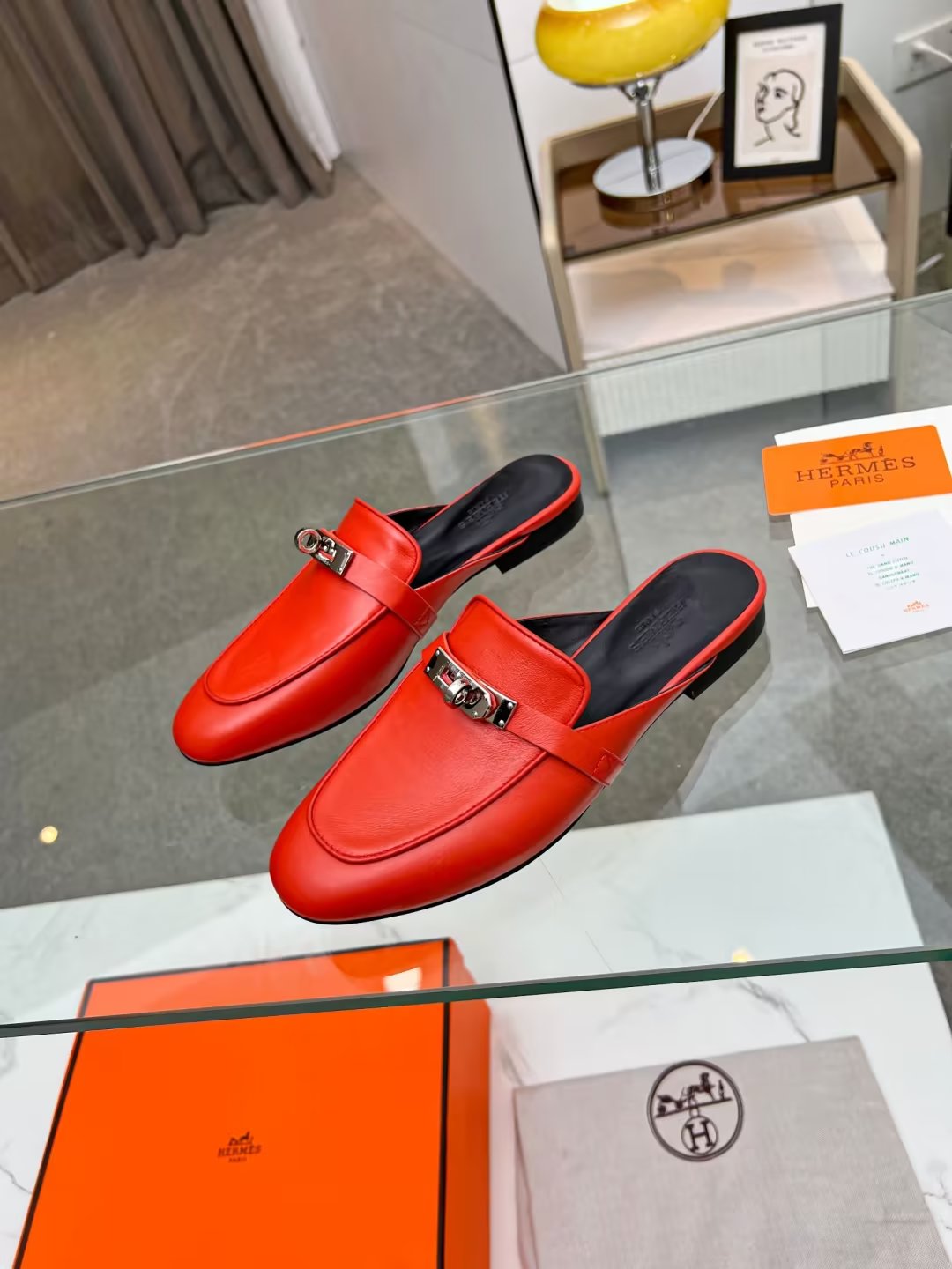 HERMES 0Z MULE CANDY LAMBSKIN