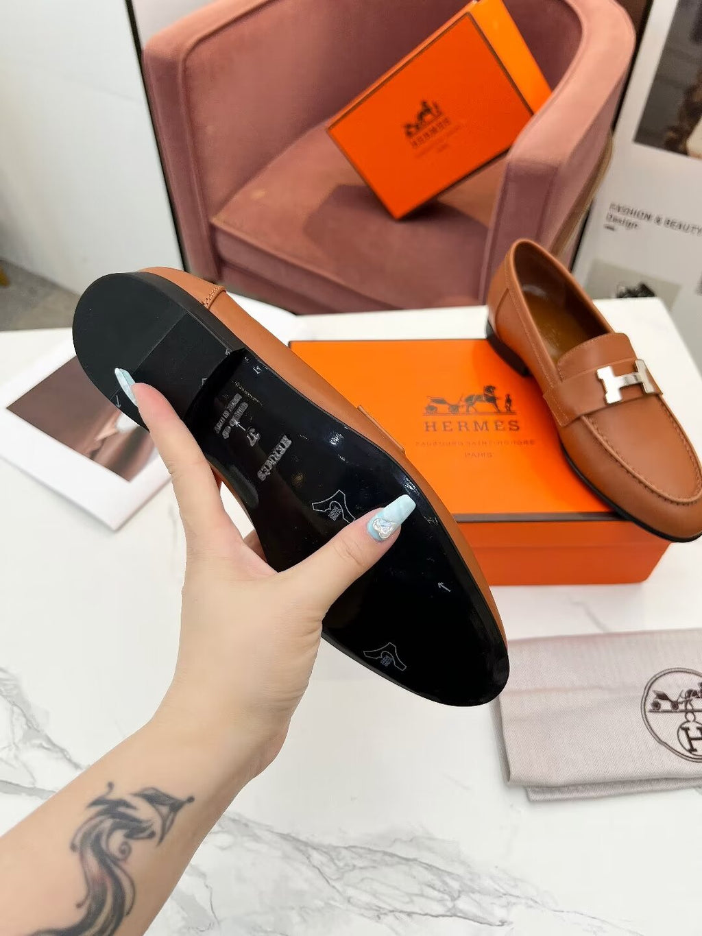 HERMES PARIS LOAFER TAWNY CALFSKIN