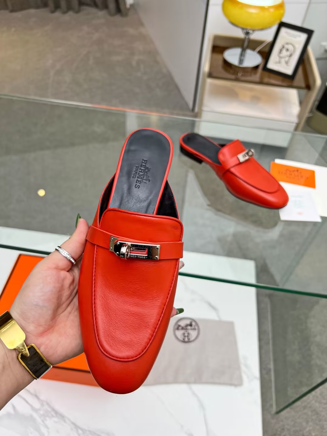HERMES 0Z MULE CANDY LAMBSKIN