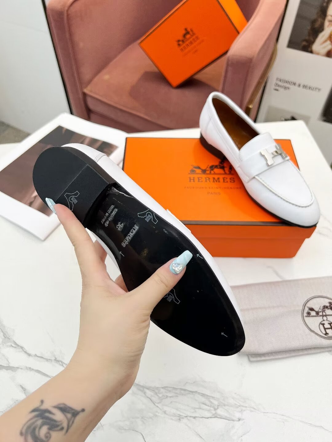 HERMES PARIS LOAFER SNOW CALFSKIN