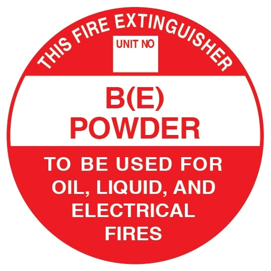 BE - Extinguisher Identification Sign - Sticker (193mm x 193mm) - (Pack of 10)
